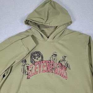 Eleven Paris Skeleton Hoodie Sweatshirt Men's X-Large Army Green Long Sleeve